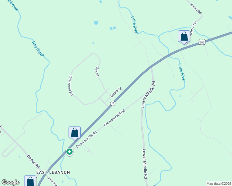 map of restaurants, bars, coffee shops, grocery stores, and more near 38 Maple Street in Lebanon