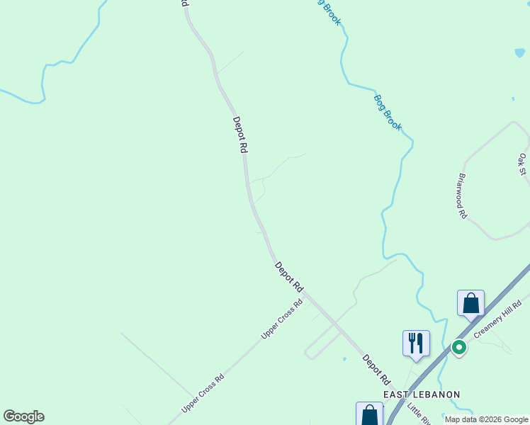 map of restaurants, bars, coffee shops, grocery stores, and more near Depot Road in Lebanon