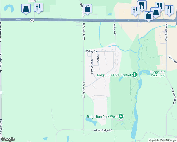map of restaurants, bars, coffee shops, grocery stores, and more near 375 North Scenic Drive West in West Bend