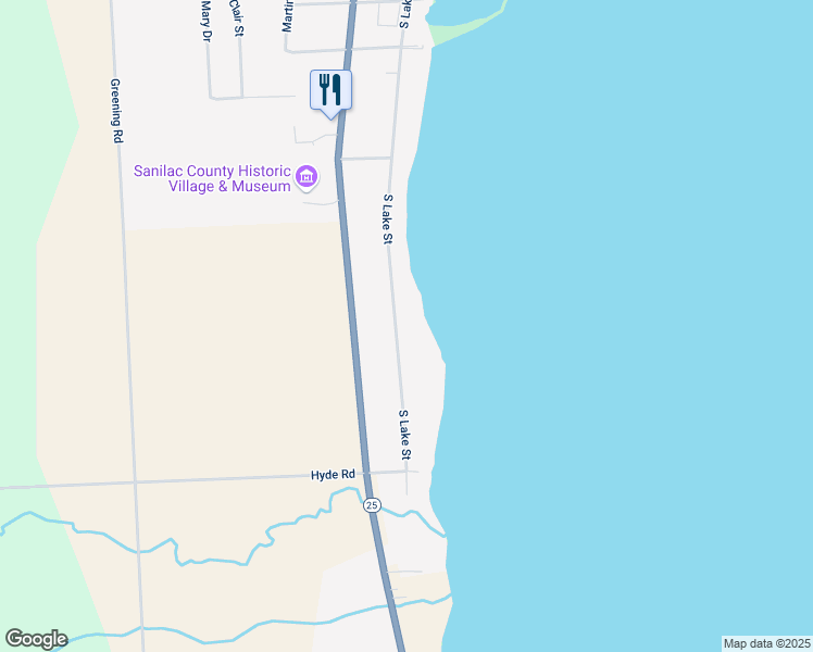 map of restaurants, bars, coffee shops, grocery stores, and more near 357 South Lake Street in Port Sanilac