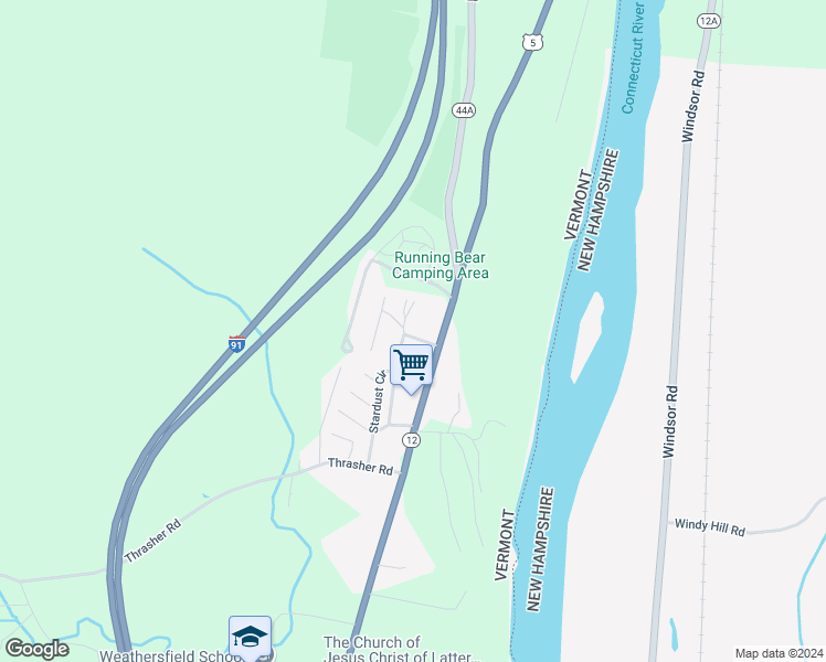map of restaurants, bars, coffee shops, grocery stores, and more near 57 1st Street in Windsor