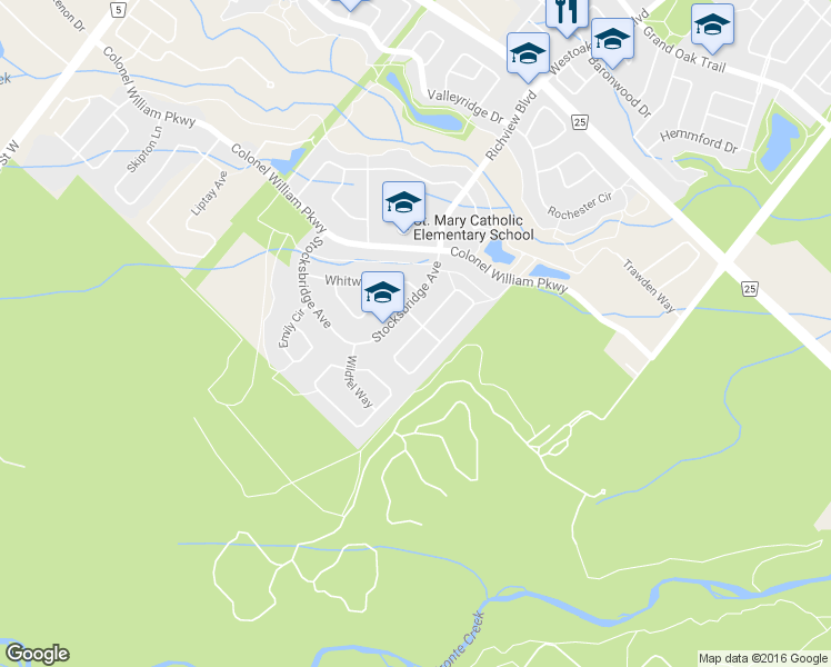map of restaurants, bars, coffee shops, grocery stores, and more near 3260 Ribble Crescent in Oakville