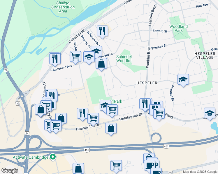 map of restaurants, bars, coffee shops, grocery stores, and more near 173 Weaver Street in Cambridge