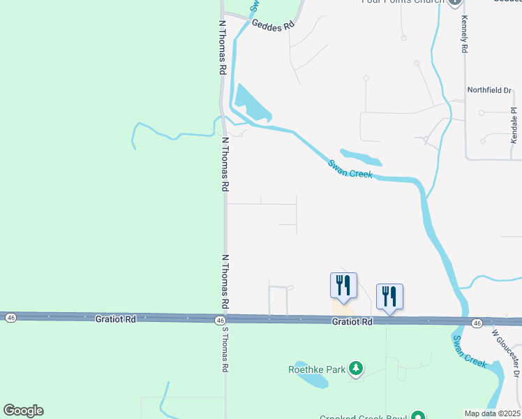 map of restaurants, bars, coffee shops, grocery stores, and more near 9922 East Mustang Trial in Saginaw