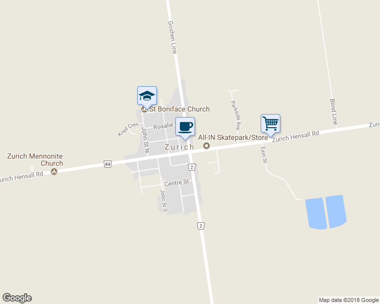 map of restaurants, bars, coffee shops, grocery stores, and more near Main Street in Huron County