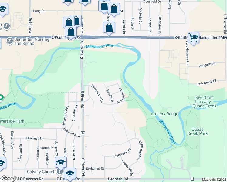 map of restaurants, bars, coffee shops, grocery stores, and more near 201 Brookview Drive in West Bend