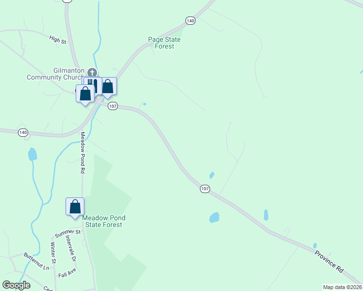 map of restaurants, bars, coffee shops, grocery stores, and more near 611 Province Road in Gilmanton
