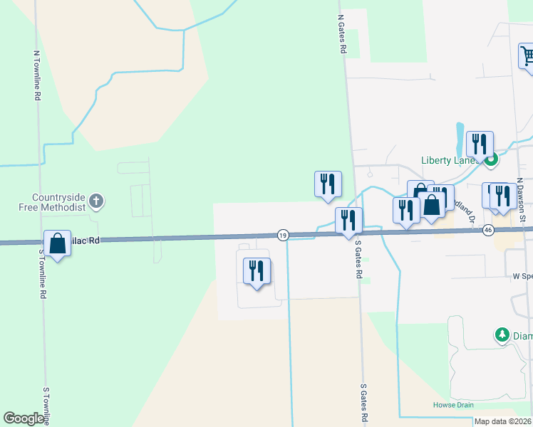 map of restaurants, bars, coffee shops, grocery stores, and more near 656 Sanilac Road in Sandusky