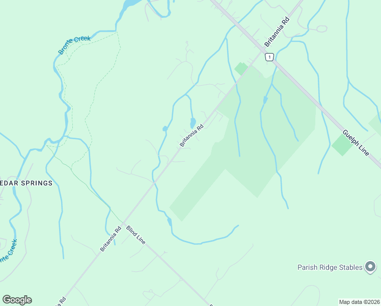 map of restaurants, bars, coffee shops, grocery stores, and more near 2538 Britannia Road in Burlington