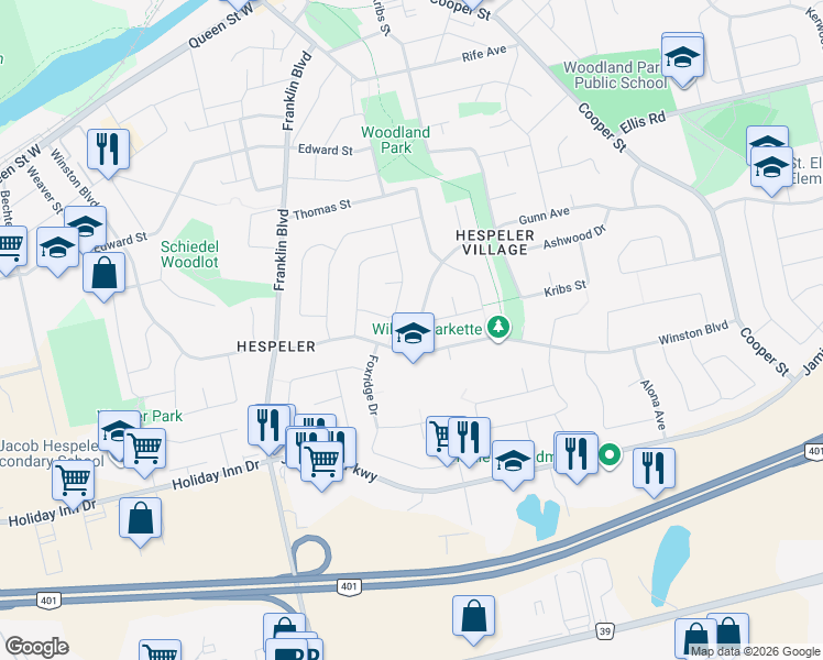 map of restaurants, bars, coffee shops, grocery stores, and more near 266 Gunn Avenue in Cambridge
