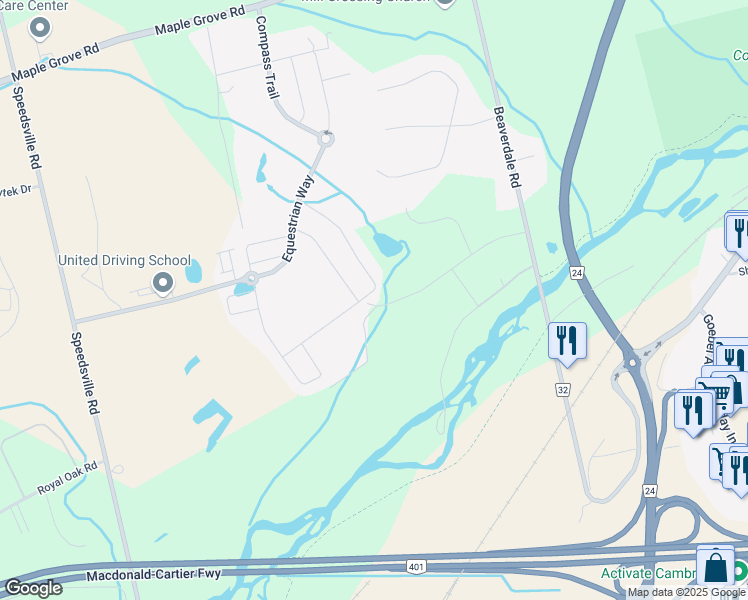 map of restaurants, bars, coffee shops, grocery stores, and more near 215 Ridge Road in Cambridge