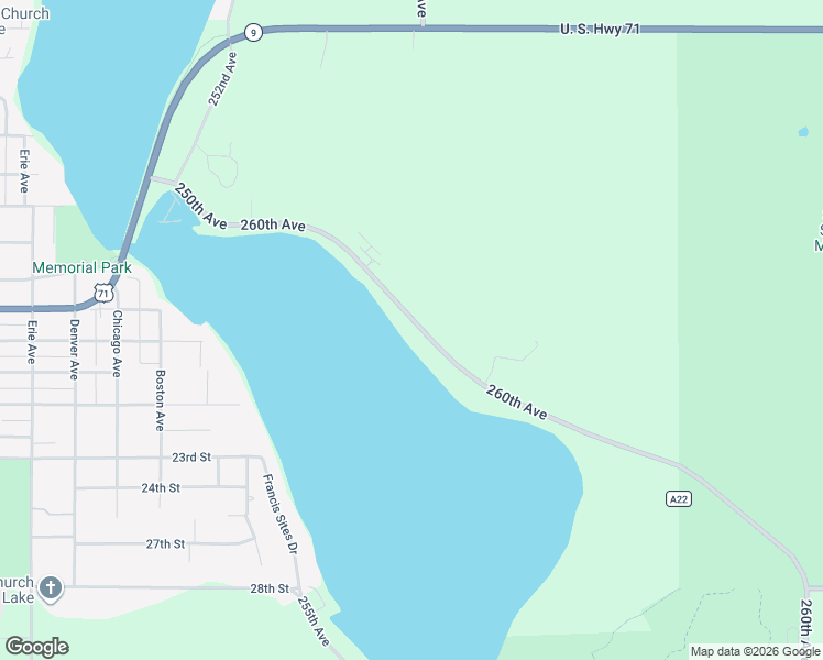 map of restaurants, bars, coffee shops, grocery stores, and more near 1515-12075 250th Avenue in Spirit Lake