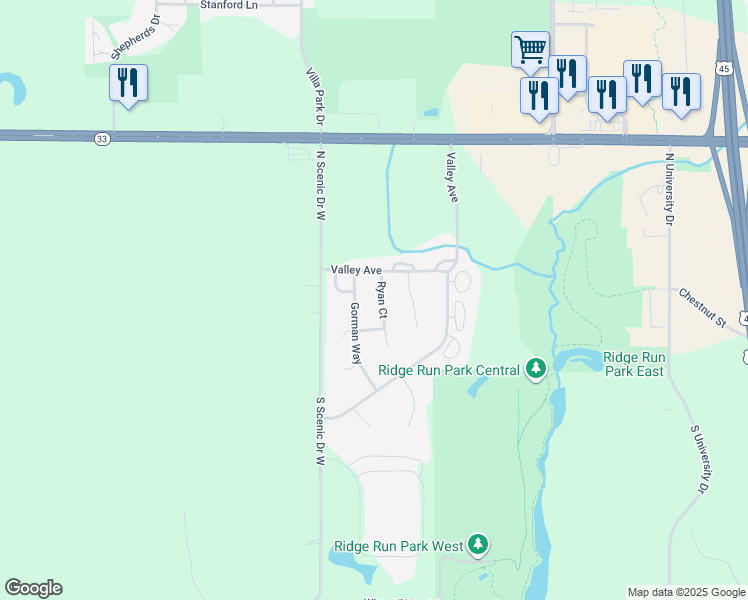 map of restaurants, bars, coffee shops, grocery stores, and more near 200 Ryan Court in West Bend