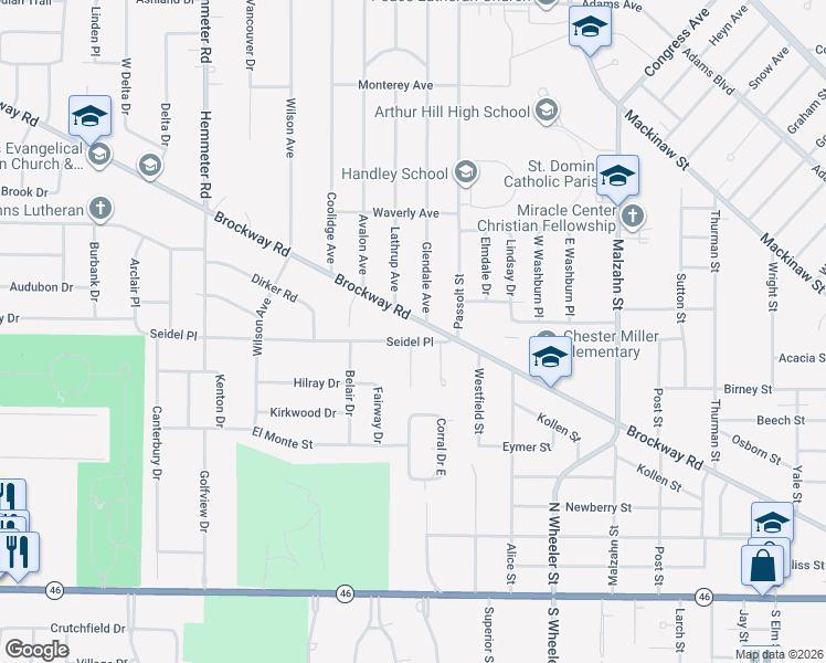 map of restaurants, bars, coffee shops, grocery stores, and more near 975 Orchard Court in Saginaw