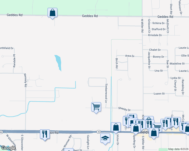 map of restaurants, bars, coffee shops, grocery stores, and more near 8000 Coldbrook Drive in Saginaw