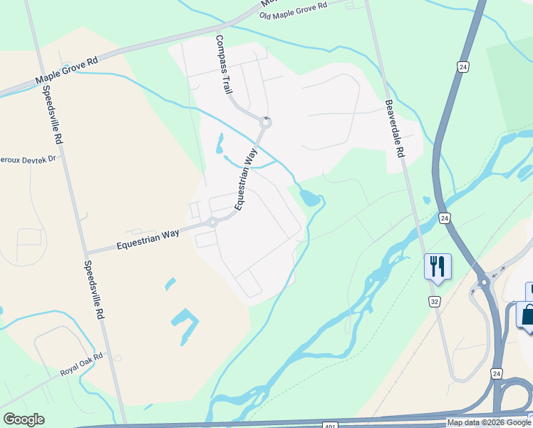 map of restaurants, bars, coffee shops, grocery stores, and more near 48 Dressage Trail in Cambridge
