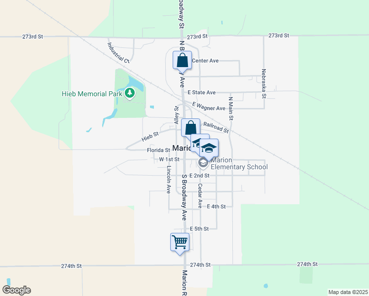 map of restaurants, bars, coffee shops, grocery stores, and more near in Marion