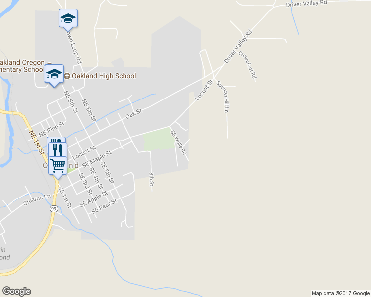 map of restaurants, bars, coffee shops, grocery stores, and more near 316 Southeast Wells Road in Oakland