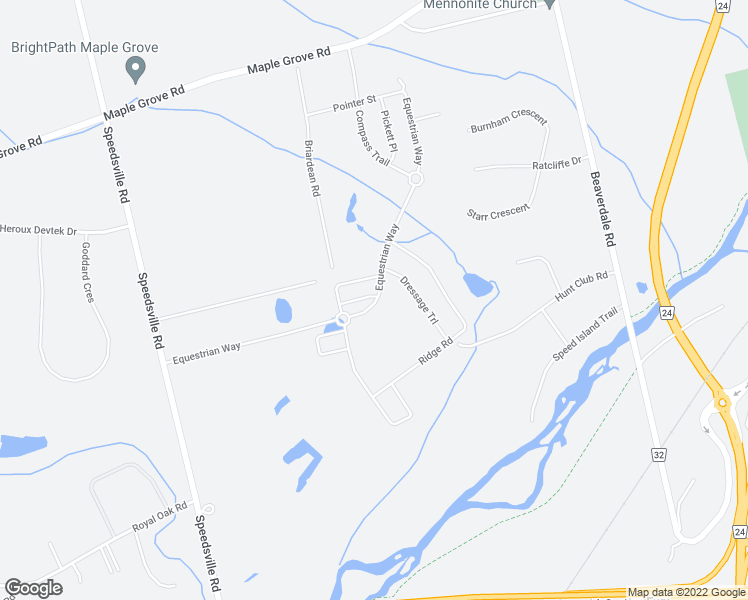 map of restaurants, bars, coffee shops, grocery stores, and more near 103 Dressage Trail in Cambridge