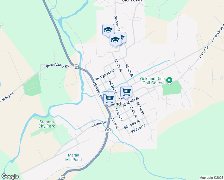 map of restaurants, bars, coffee shops, grocery stores, and more near 227 Northeast 3rd Street in Oakland