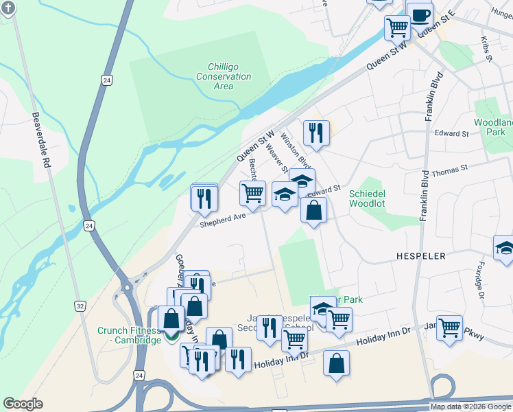 map of restaurants, bars, coffee shops, grocery stores, and more near 100 Bechtel Street in Cambridge