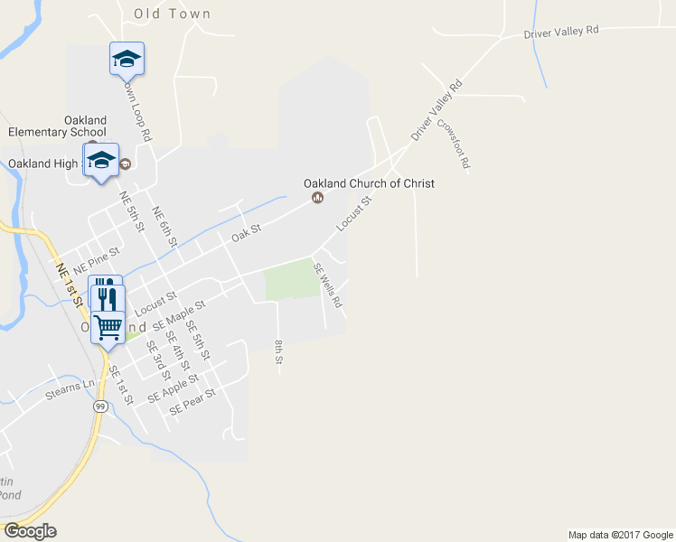 map of restaurants, bars, coffee shops, grocery stores, and more near 220 Southeast Wells Road in Oakland