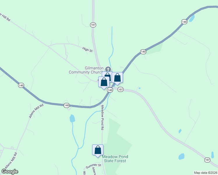 map of restaurants, bars, coffee shops, grocery stores, and more near 413 Providence in Gilmanton