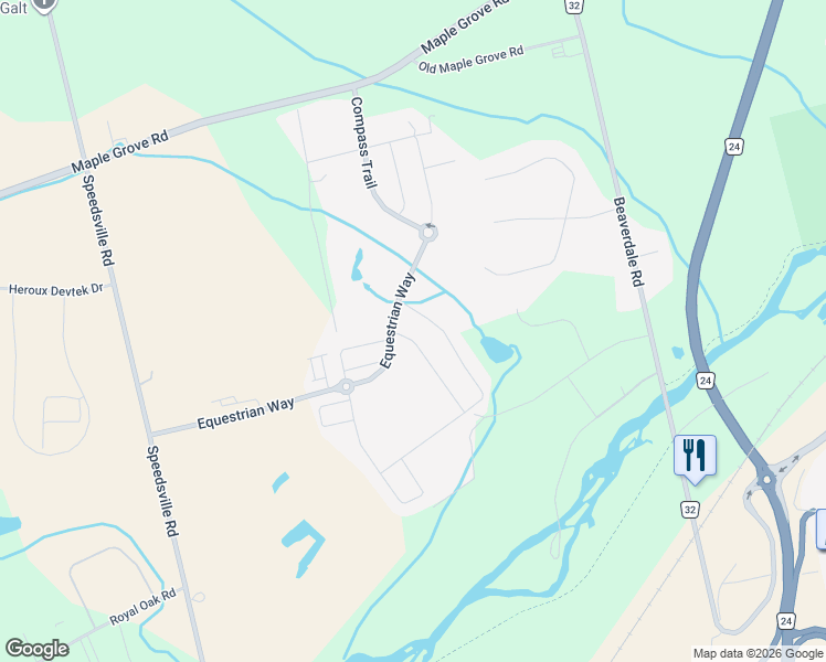 map of restaurants, bars, coffee shops, grocery stores, and more near 103 Dressage Trail in Cambridge