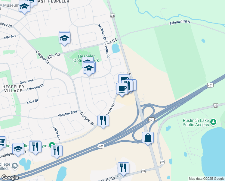 map of restaurants, bars, coffee shops, grocery stores, and more near 87 Houghton Street in Cambridge