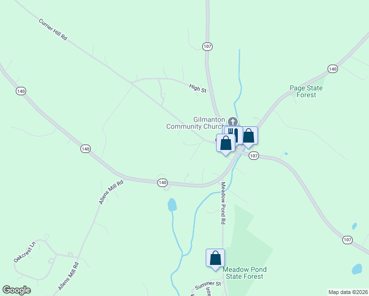 map of restaurants, bars, coffee shops, grocery stores, and more near 41 Currier Hill Road in Gilmanton