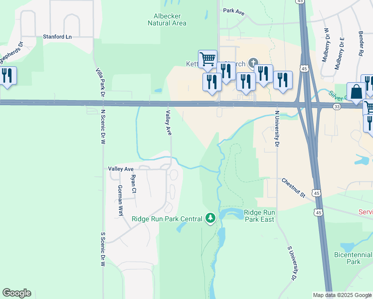 map of restaurants, bars, coffee shops, grocery stores, and more near 205 Valley Avenue in West Bend
