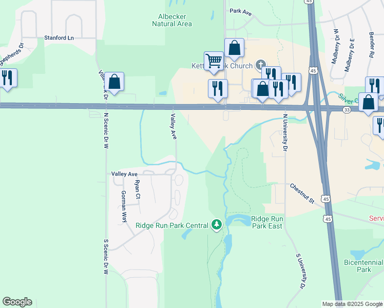 map of restaurants, bars, coffee shops, grocery stores, and more near 205 Valley Avenue in West Bend