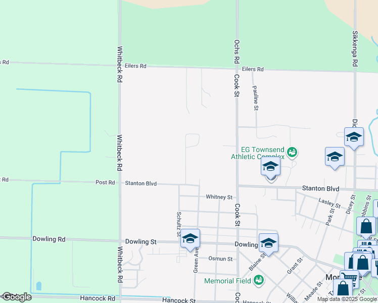 map of restaurants, bars, coffee shops, grocery stores, and more near 9114 Pinebrook Drive in Montague