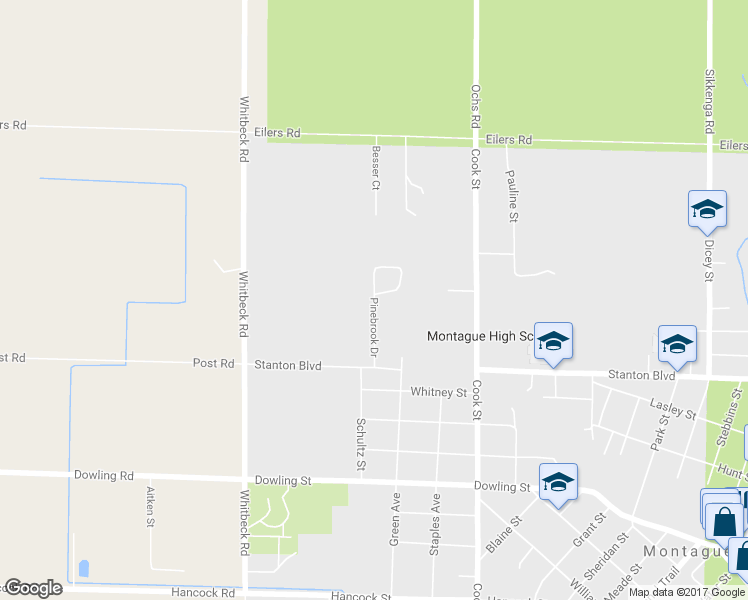 map of restaurants, bars, coffee shops, grocery stores, and more near 9137 Pinebrook Drive in Montague
