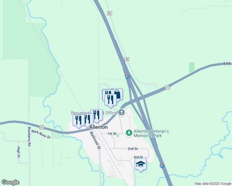 map of restaurants, bars, coffee shops, grocery stores, and more near 828 Church Street in Allenton