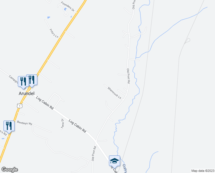 map of restaurants, bars, coffee shops, grocery stores, and more near 469 Old Post Road in Arundel