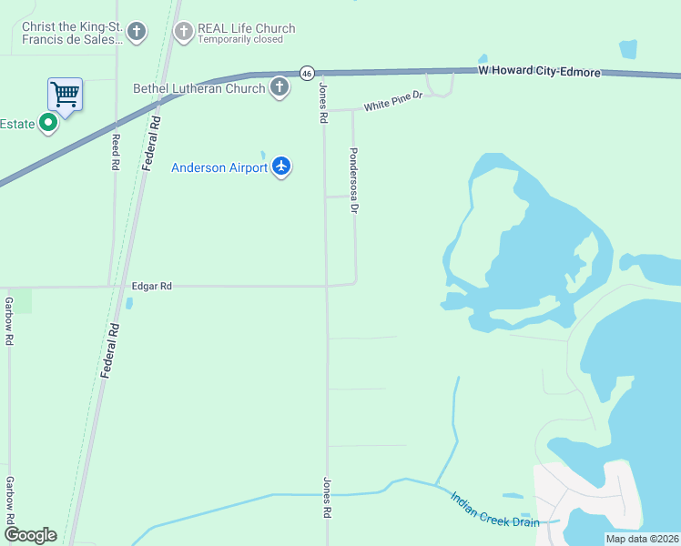 map of restaurants, bars, coffee shops, grocery stores, and more near 18520 Edgar Road in Howard City