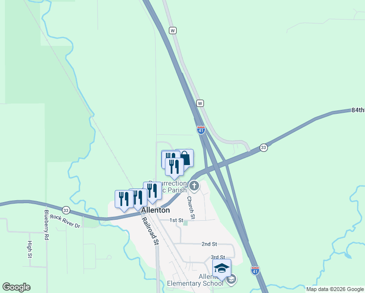 map of restaurants, bars, coffee shops, grocery stores, and more near 826 Church Street in Allenton