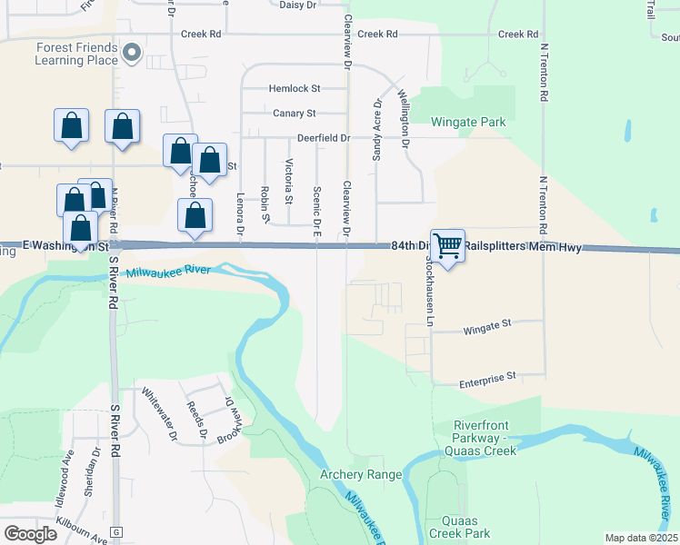 map of restaurants, bars, coffee shops, grocery stores, and more near 3590 Municipal Drive in West Bend