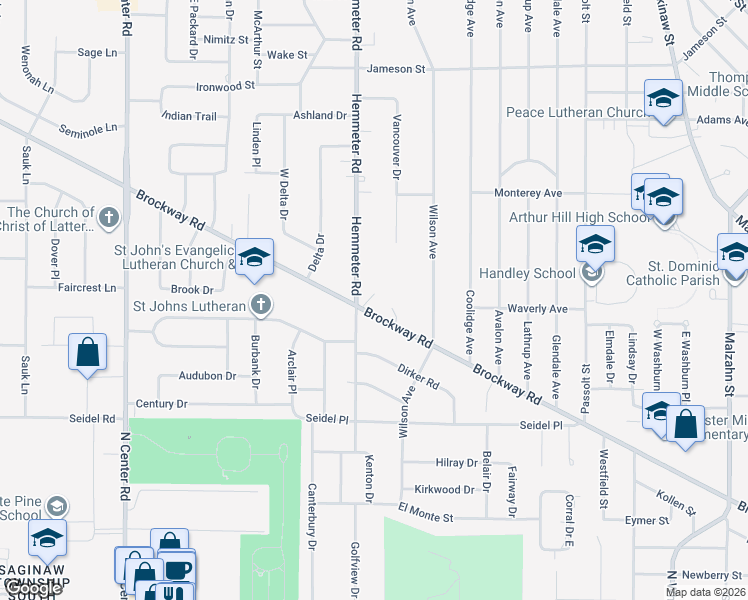 map of restaurants, bars, coffee shops, grocery stores, and more near in Saginaw County