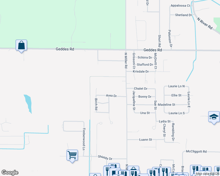 map of restaurants, bars, coffee shops, grocery stores, and more near 1277 North Miller Road in Saginaw