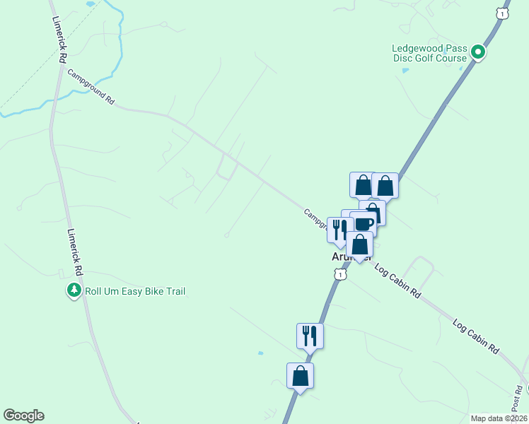 map of restaurants, bars, coffee shops, grocery stores, and more near 13 Hill Top Drive in Arundel