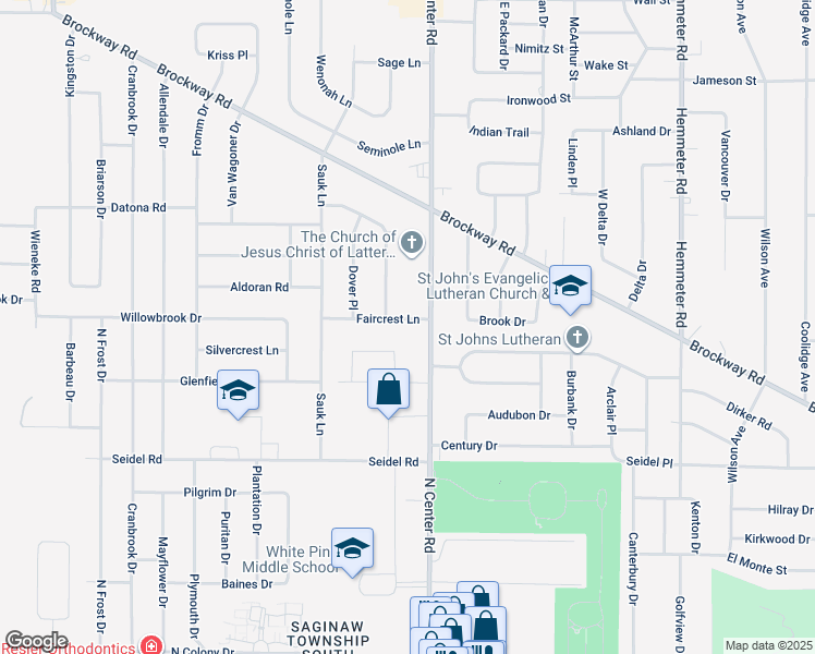 map of restaurants, bars, coffee shops, grocery stores, and more near 5051 Faircrest Lane in Saginaw