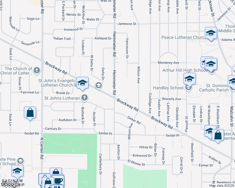 map of restaurants, bars, coffee shops, grocery stores, and more near in Saginaw County