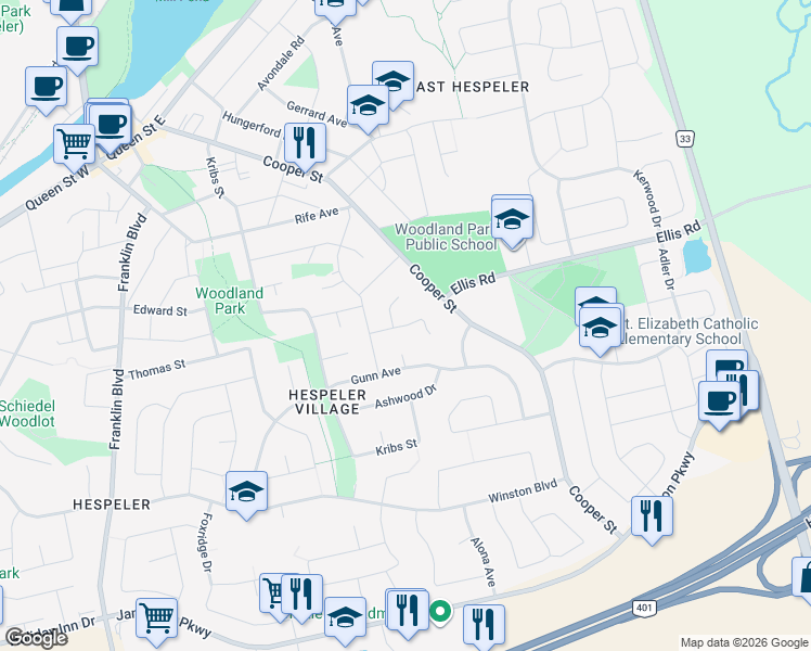 map of restaurants, bars, coffee shops, grocery stores, and more near Juniper Street in Cambridge