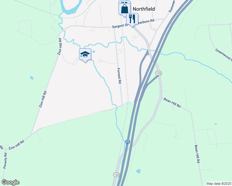 map of restaurants, bars, coffee shops, grocery stores, and more near 95 Forrest Road in Northfield