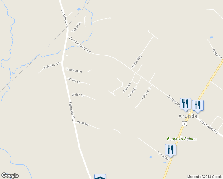 map of restaurants, bars, coffee shops, grocery stores, and more near 10 Debbie Lane in Arundel