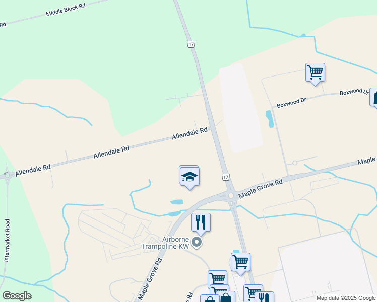 map of restaurants, bars, coffee shops, grocery stores, and more near 475 Allendale Road in Cambridge