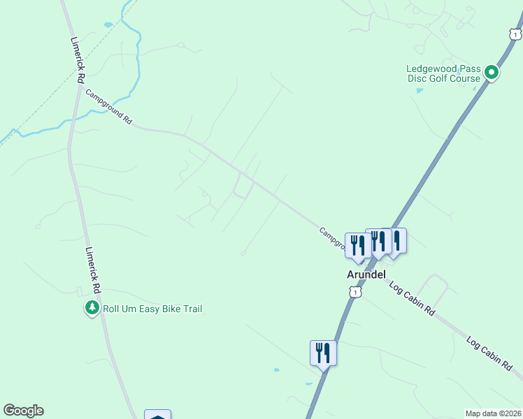 map of restaurants, bars, coffee shops, grocery stores, and more near 20 Hill Top Drive in Arundel