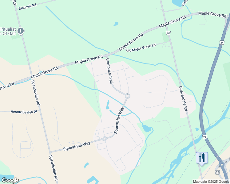 map of restaurants, bars, coffee shops, grocery stores, and more near 39 Compass Trail in Cambridge